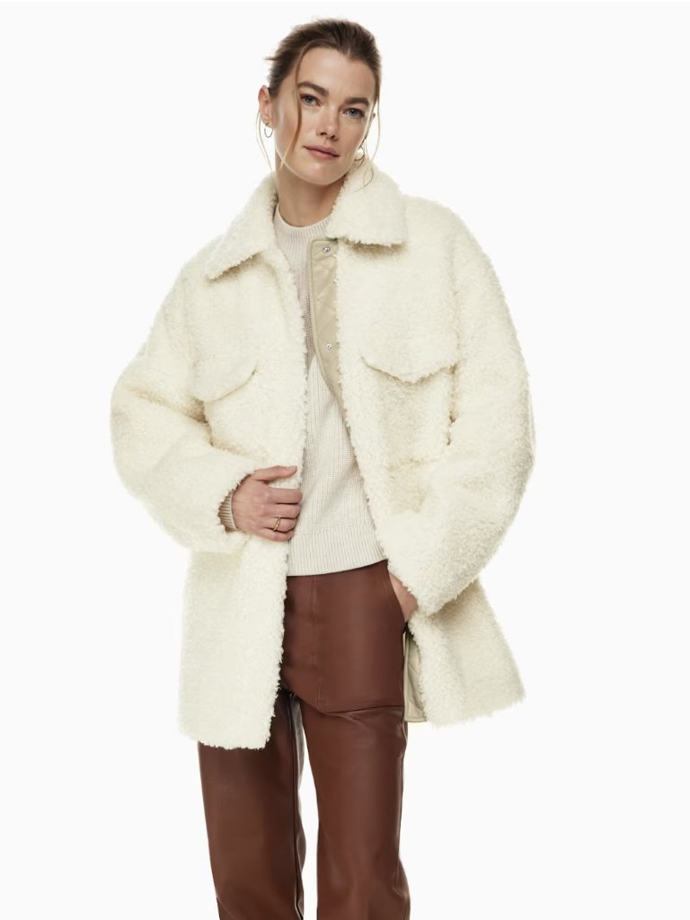 Aritzia Wilfred Sherpa Teddy Thompson Shirt Jacket Coat | 2 (Medium)